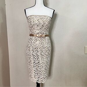 Vintage Jessica McClintock gold lace bodycon dress